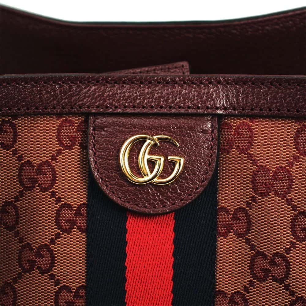 Gucci Burgundy GG Canvas and Leather Ophidia Tote Bag Burgundy Canvas Never worn - Model View