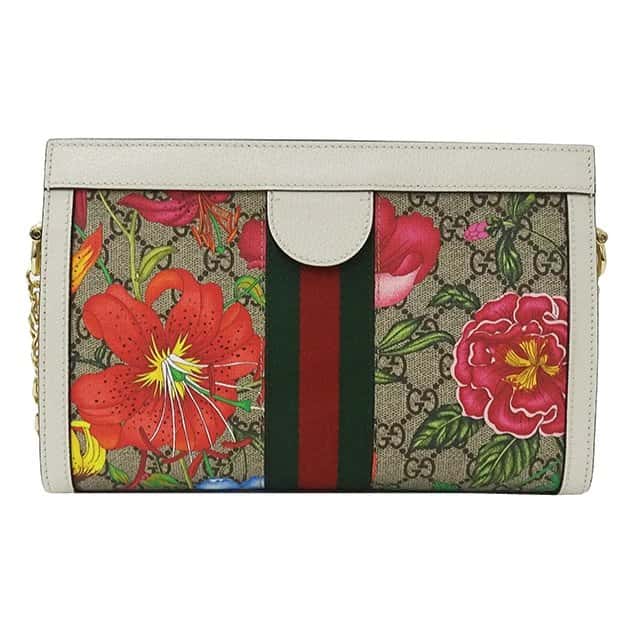 Gucci GG Supreme Canvas and Leather Small Ophidia Floral Chain Bag MultiColor Leather Very good - Back View
