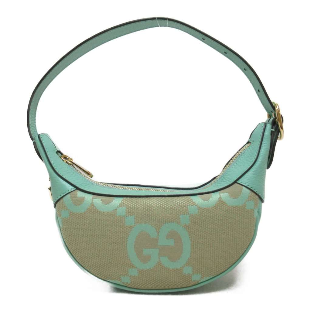 Gucci Green Leather Jumbo GG Canvas Mini Ophidia Bag Green Canvas Never worn - Back View