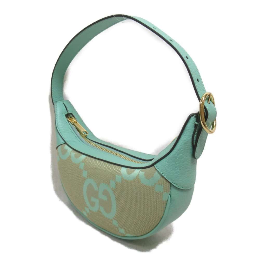 Gucci Green Leather Jumbo GG Canvas Mini Ophidia Bag Green Canvas Never worn - Inside View