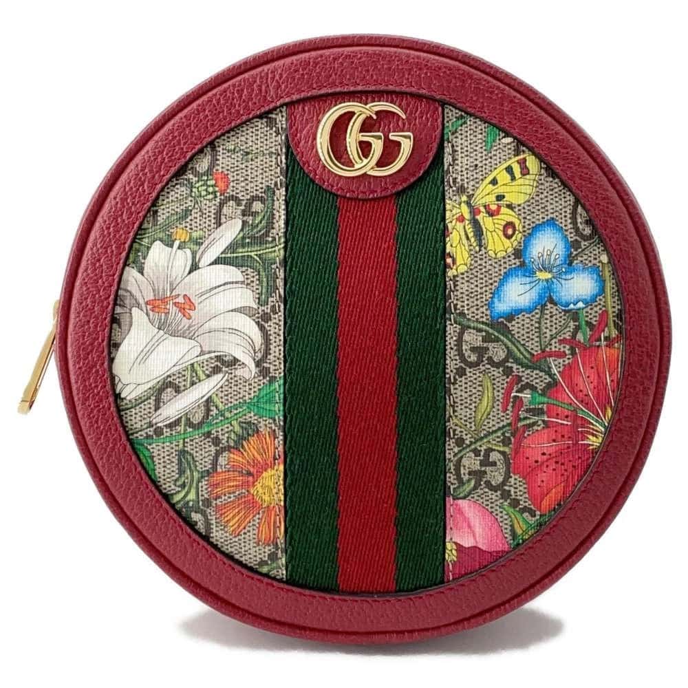 Gucci Red GG Supreme Canvas and Leather Floral Ophidia Backpack Red Canvas Very good - Front View