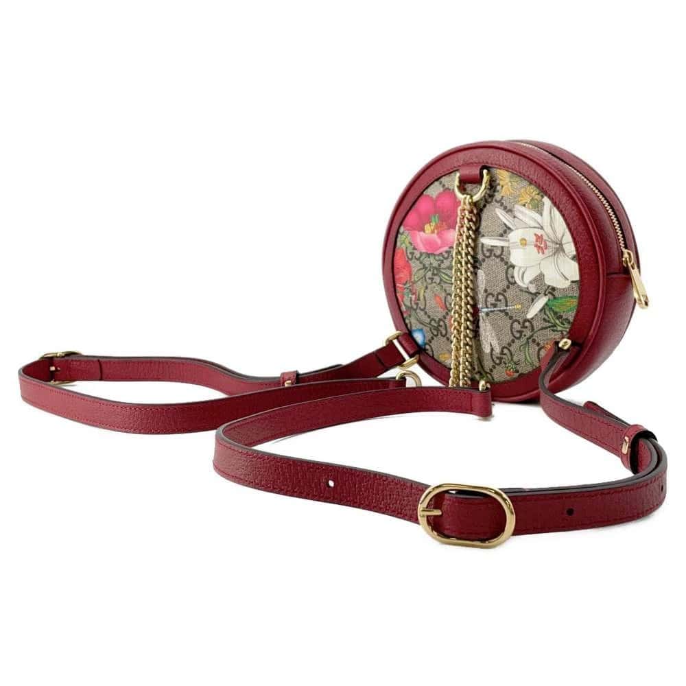 Gucci Red GG Supreme Canvas and Leather Floral Ophidia Backpack Red Canvas Very good - Back View