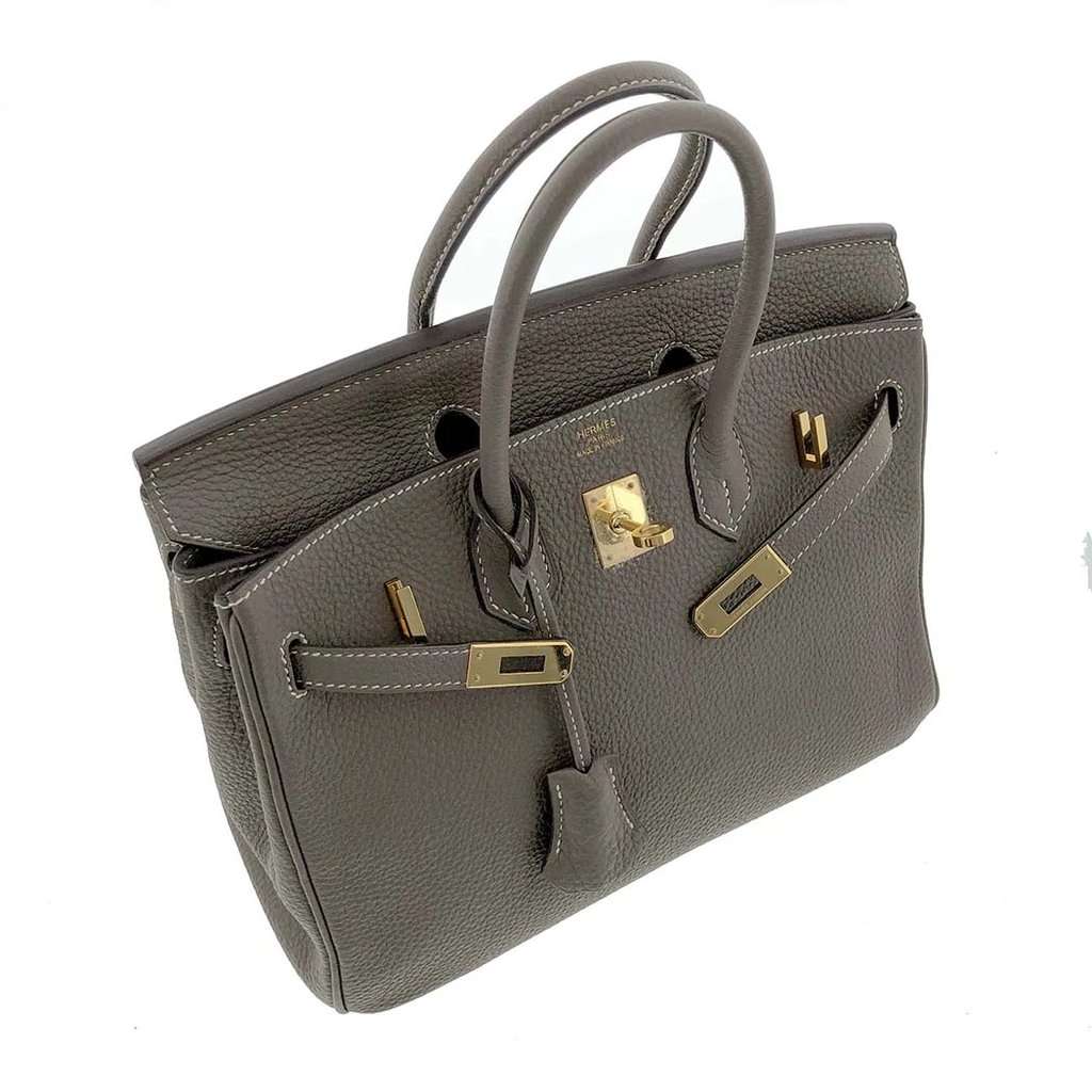 Hermès 2009 Birkin (Stamp M) Size 25 Togo Leather Handbag in Etoupe color with Gold Hardware Beige Leather Very good - Inside View