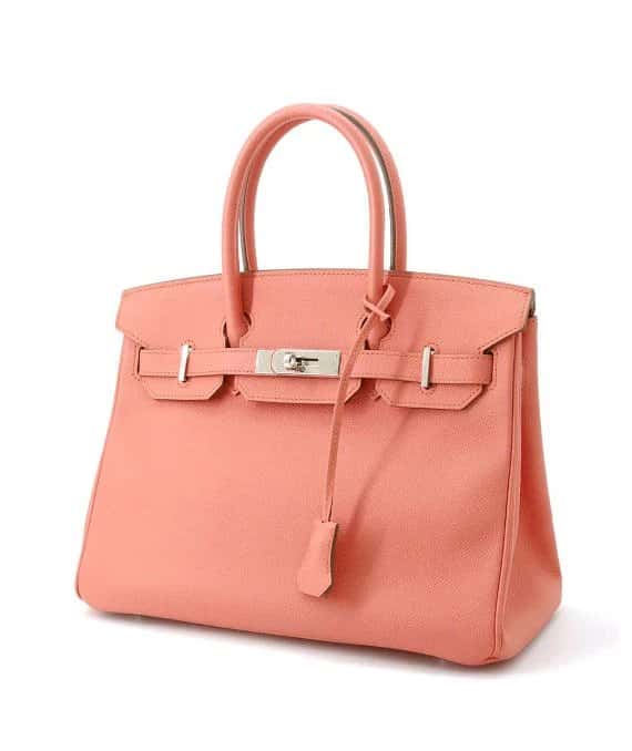 Hermès 2013 Birkin (Stamp Q) Size 30 Epsom Leather handbag in Flamingo Color with Silver Hardware Silver Leather Very good - Front View