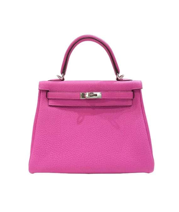 Hermès 2018 (Stamp C) Size 28 Rose Pourpre Pink Togo Leather Kelly Handbag with Palladium Hardware Pink Leather Very good - Front View