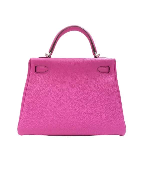 Hermès 2018 (Stamp C) Size 28 Rose Pourpre Pink Togo Leather Kelly Handbag with Palladium Hardware Pink Leather Very good - Back View