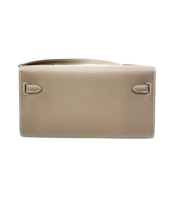 Hermès 2022 (Stamp U) Epsom Leather Kelly To Go in Etoupe Color with Palladium Hardware Beige Leather Very good - Back View