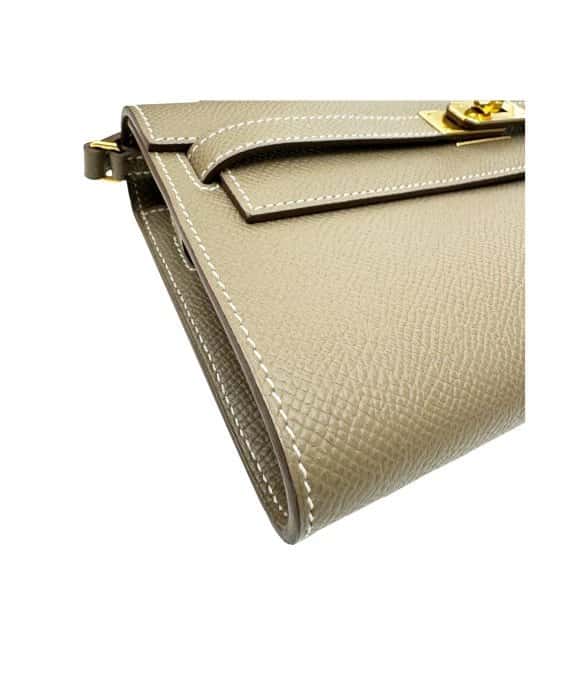 Hermès 2022 (Stamp U) Epsom Leather Kelly To Go in Etoupe Color with Palladium Hardware Beige Leather Very good - Inside View