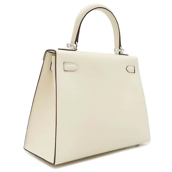 Hermès 2022 (Stamp U) Size 25 Epsom leather Kelly Nata x Sesame in Color with Palladium Hardware MultiColor Leather Very good - Back View