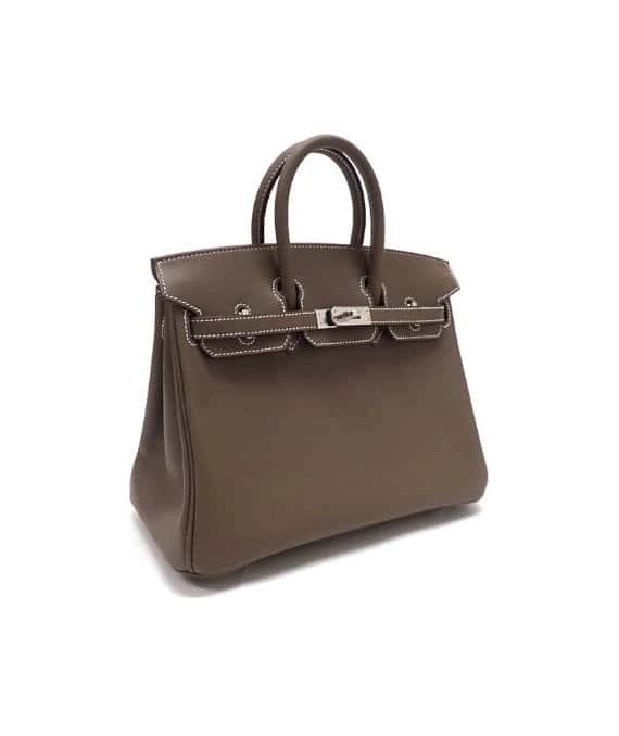 Hermès 2023 Birkin (Stamp B) Size 25 Veau Swift Leather handbag in Etoupe Color with Silver Hardware Beige Leather Very good - Back View