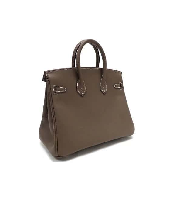 Hermès 2023 Birkin (Stamp B) Size 25 Veau Swift Leather handbag in Etoupe Color with Silver Hardware Beige Leather Very good - Inside View