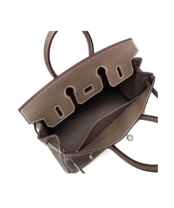 Hermès 2023 Birkin (Stamp B) Size 25 Veau Swift Leather handbag in Etoupe Color with Silver Hardware Beige Leather Very good - Model View