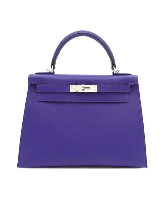Hermès 2023 (Stamp B) Size 28 Epsom leather Kelly in Blue Electric Color with Palladium Hardware Blue Leather Very good - Front View