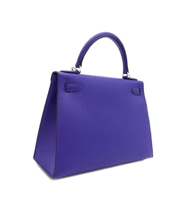 Hermès 2023 (Stamp B) Size 28 Epsom leather Kelly in Blue Electric Color with Palladium Hardware Blue Leather Very good - Back View