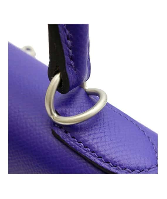 Hermès 2023 (Stamp B) Size 28 Epsom leather Kelly in Blue Electric Color with Palladium Hardware Blue Leather Very good - Box View