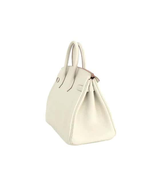 Hermès Birkin (Stamp D) Size 25 Swift Leather handbag in Beton Color with Silver Hardware Silver Leather Very good - Inside View