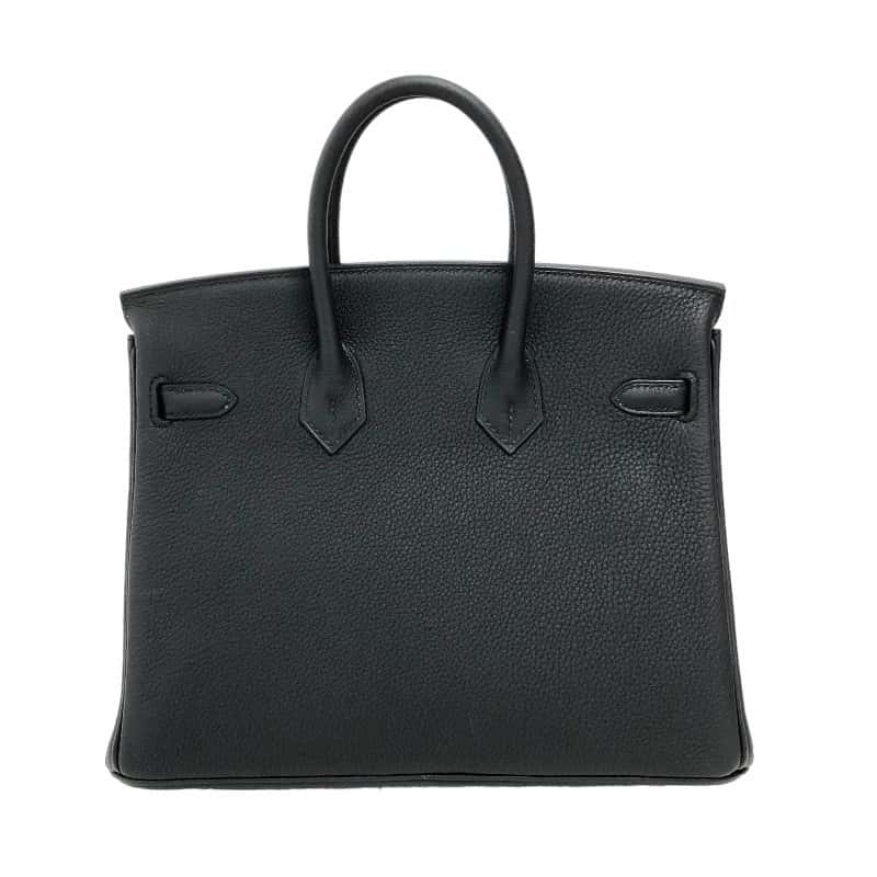 Hermès Birkin (Stamp U) Size 25 Togo Leather Handbag in Black color with Gold Hardware Black Leather Very good - Back View