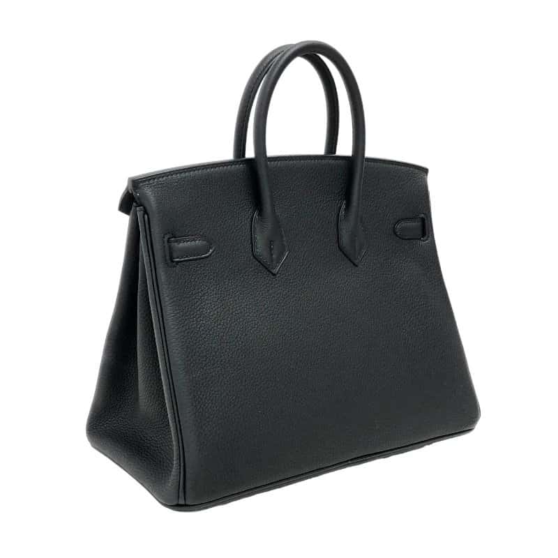 Hermès Birkin (Stamp U) Size 25 Togo Leather Handbag in Black color with Gold Hardware Black Leather Very good - Inside View