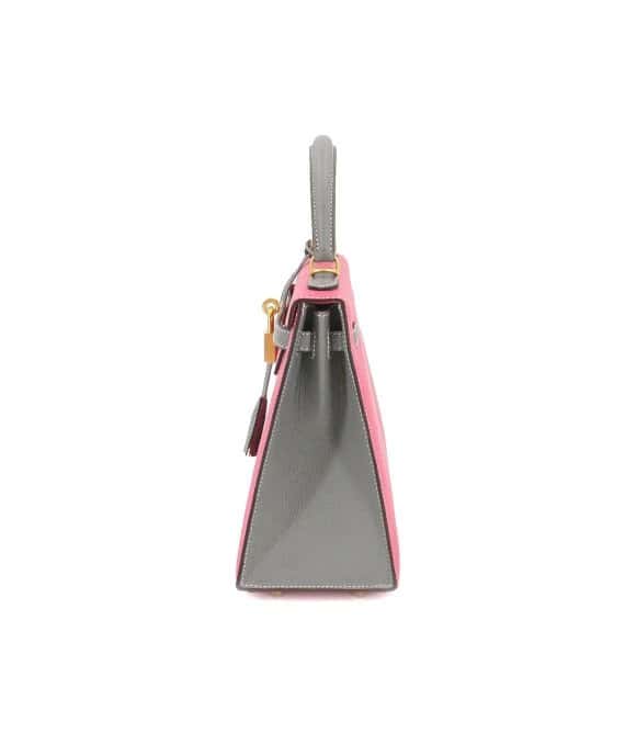 Hermès (Stamp C) Size 25 Epsom Leather Kelly in Rose Azareth Color with Gold Hardware Gold Leather Very good - Inside View