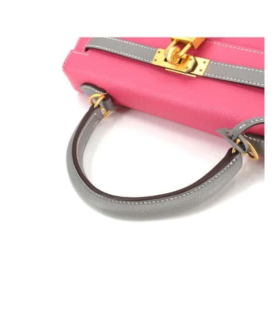 Hermès (Stamp C) Size 25 Epsom Leather Kelly in Rose Azareth Color with Gold Hardware Gold Leather Very good - Box View
