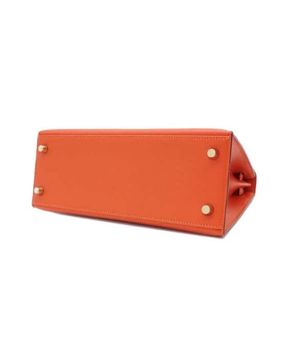 Hermès (Stamp X) Size 25 Epsom leather Kelly Orange in Color with Gold Hardware Orange Leather Very good - Inside View