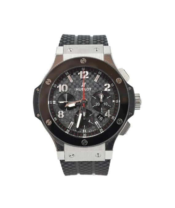 Hublot Black Stainless Steel Ceramic Big Bang Automatic Men's Wristwatch Black Good - Front View