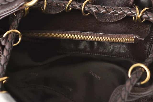 Loewe Dark Brown Nappa Leather Vintage Woven Hobo Bag with Pouch Brown Leather Good - Back View