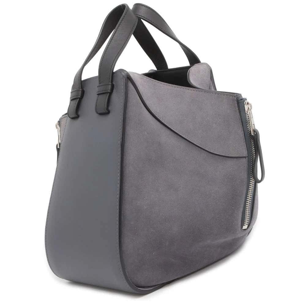 Loewe Grey Leather and Suede Small Hammock Tote Bag Grey Suede Good - Back View