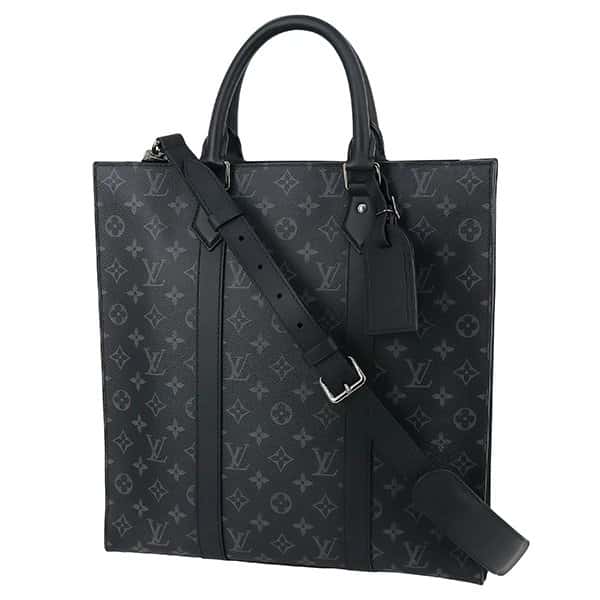 Louis Vuitton Black Monogram Eclipse Canvas Sac Plat Tote Bag Black Canvas Very good - Front View