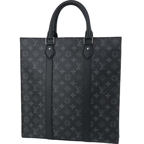 Louis Vuitton Black Monogram Eclipse Canvas Sac Plat Tote Bag Black Canvas Very good - Back View