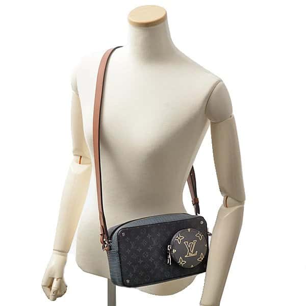 Louis Vuitton Black Monogram Eclipse Volga on Strap Shoulder Bag Black Leather Good - Model View