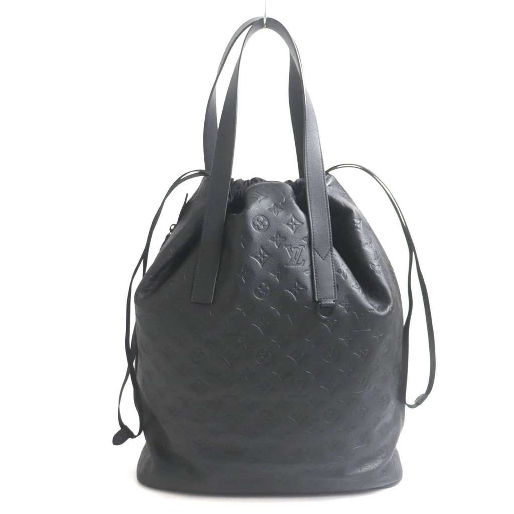 Louis Vuitton Black Monogram Helmet Drawstring Bag Black Leather Very good - Front View