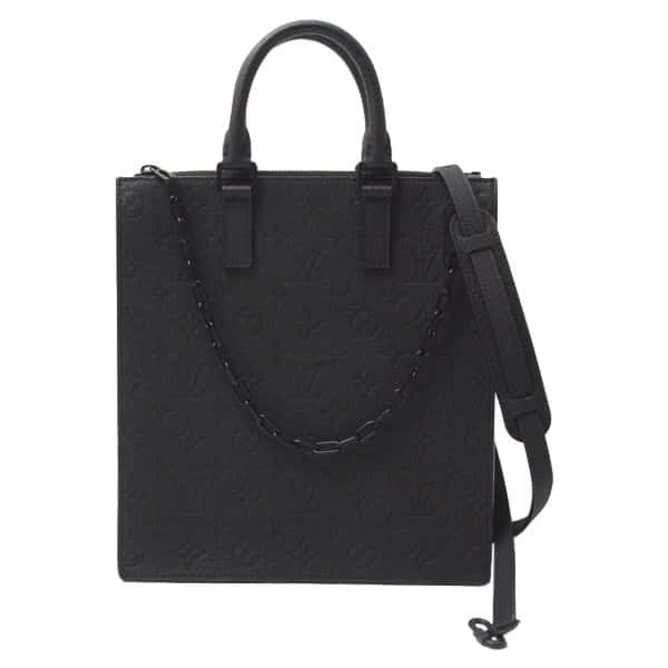 Louis Vuitton Black Monogram Taurillon Sac Plat Tote Bag Black Leather Very good - Front View