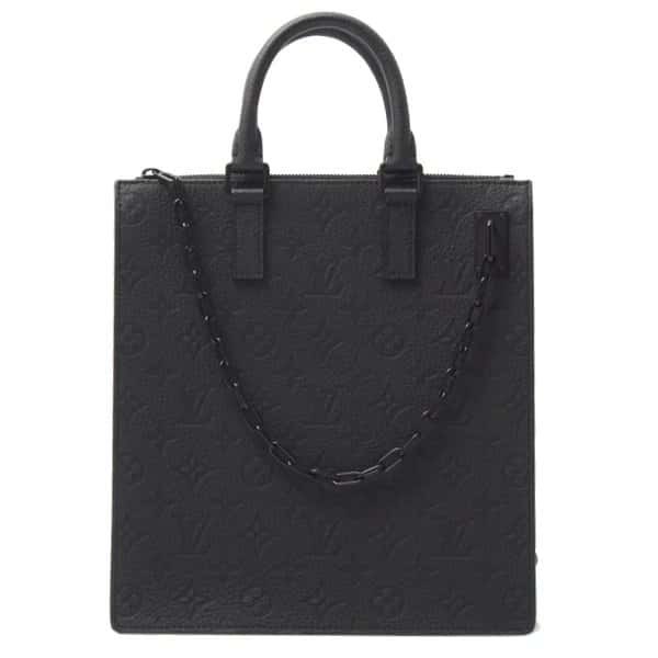 Louis Vuitton Black Monogram Taurillon Sac Plat Tote Bag Black Leather Very good - Back View