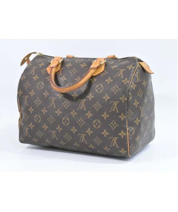 Louis Vuitton Brown Monogram Canvas Speedy 30 Top Handle Bag Brown Leather Good - Back View