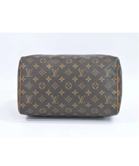 Louis Vuitton Brown Monogram Canvas Speedy 30 Top Handle Bag Brown Leather Good - Inside View