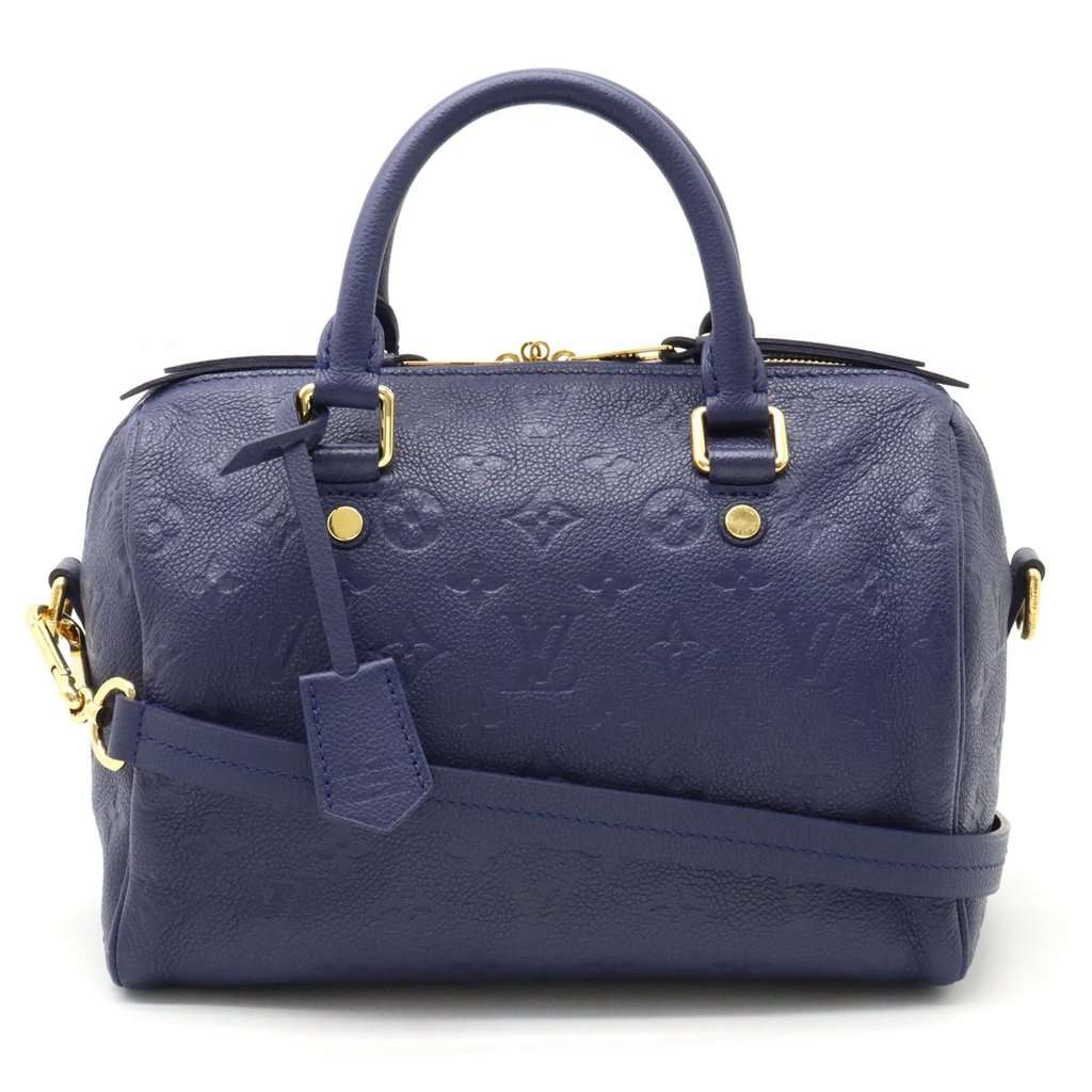 Louis Vuitton Blue Monogram Empreinte Speedy Bandouliere 25 Satchel Bag Blue Leather Very good - Front View