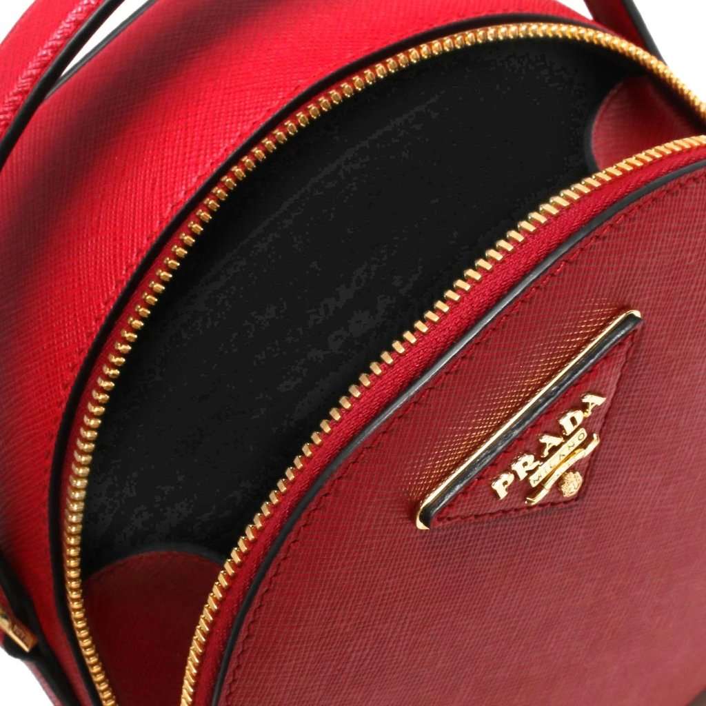 Prada Red Saffiano Leather Triangle Logo Mini Rucksack Bag Red Canvas Never worn - Box View