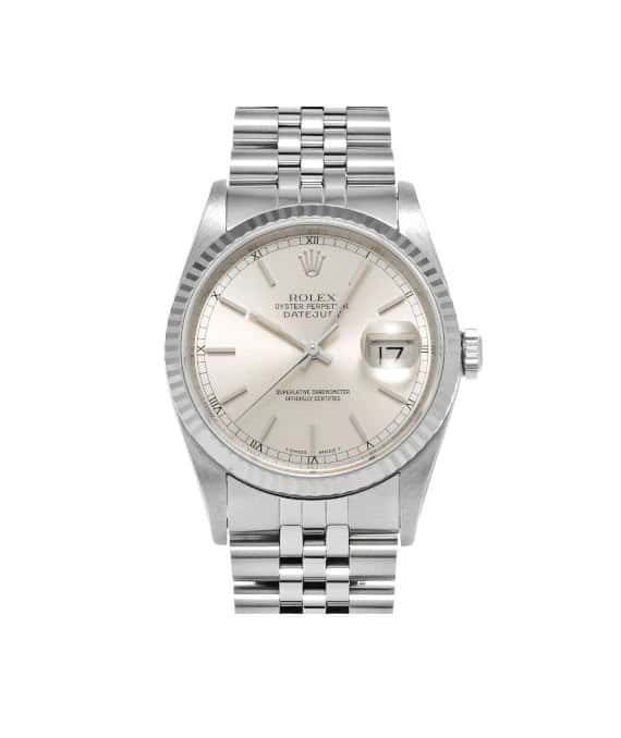 Rolex 1990 Datejust 16234 L Automatic Stainless Steel White Gold Jubilee Bracelet Men's Watch White Stainless steel Very good - Front View