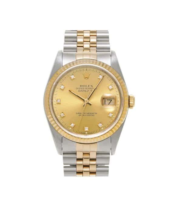 Rolex 1991 Date just 16233G 36mm Champagne Dial Stainless Steel and Yellow Gold Jubilee Bracelet Automatic Men's Watch Beige Stainless steel Very good - Front View