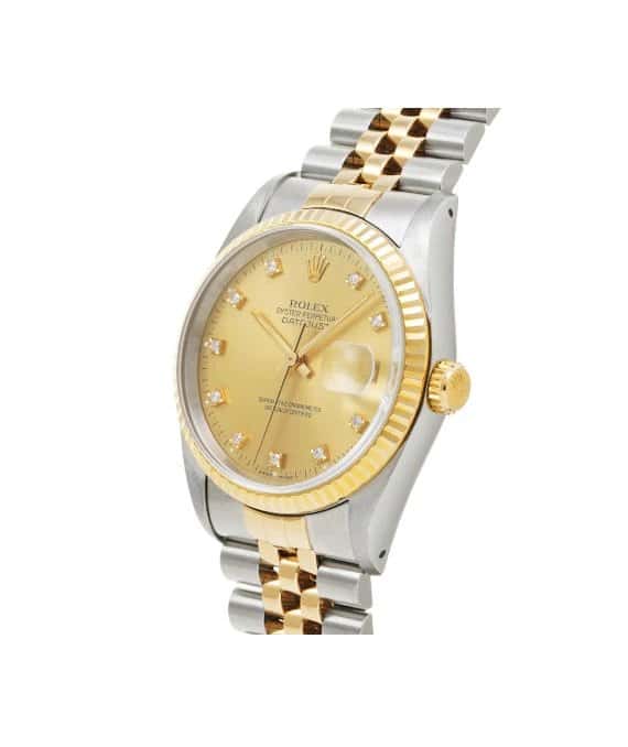 Rolex 1991 Date just 16233G 36mm Champagne Dial Stainless Steel and Yellow Gold Jubilee Bracelet Automatic Men's Watch Beige Stainless steel Very good - Back View