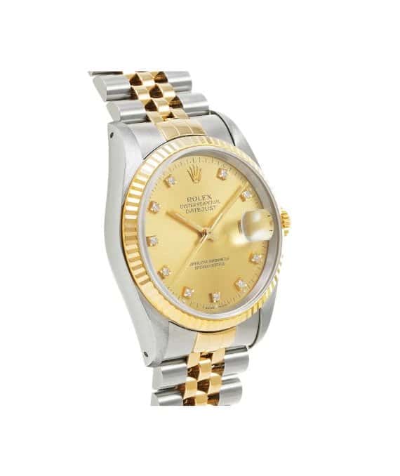Rolex 1991 Date just 16233G 36mm Champagne Dial Stainless Steel and Yellow Gold Jubilee Bracelet Automatic Men's Watch Beige Stainless steel Very good - Inside View