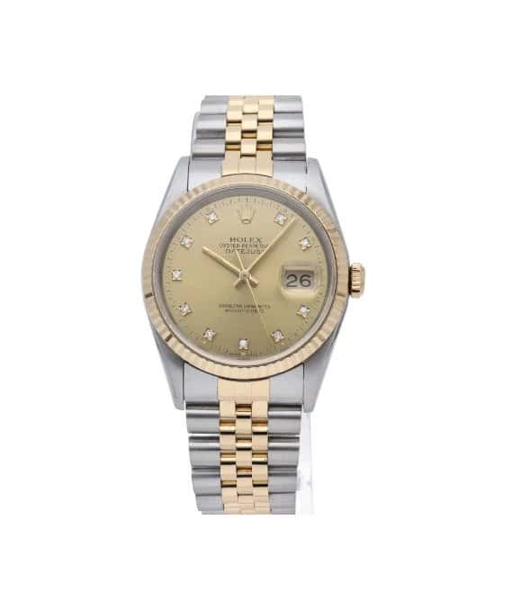 Rolex 1991 Datejust 16233G 36mm Champagne Dial Automatic Stainless Steel Yellow Gold Jubilee Bracelet Men's Watch Beige Stainless steel Very good - Front View