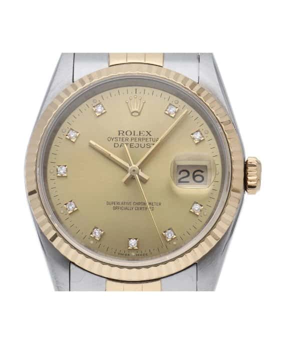 Rolex 1991 Datejust 16233G 36mm Champagne Dial Automatic Stainless Steel Yellow Gold Jubilee Bracelet Men's Watch Beige Stainless steel Very good - Box View