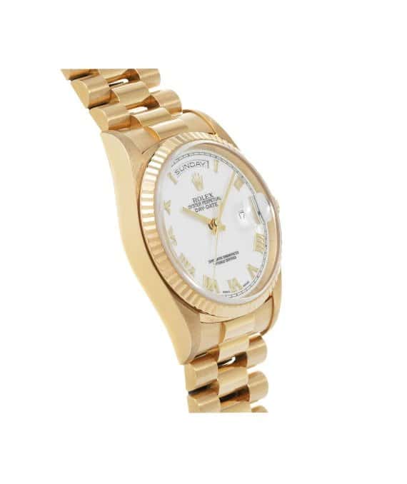 Rolex 1996 36mm Day-Date White Dial 18238 with Yellow Gold Case, Bezel and President Bracelet Yellow Gold Very good - Inside View
