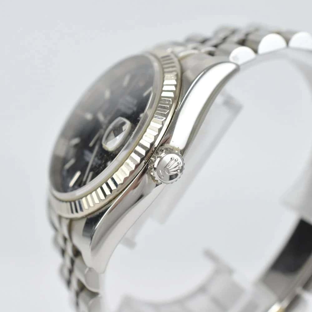 Rolex Black 18k White Gold & Stainless Steel Datejust 16234 Men's Wristwatch Black Good - Inside View