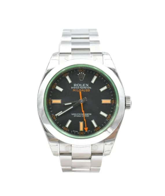 Rolex Black Stainless Steel Milgauss 116400GV Automatic Men's Wristwatch Black Very good - Front View