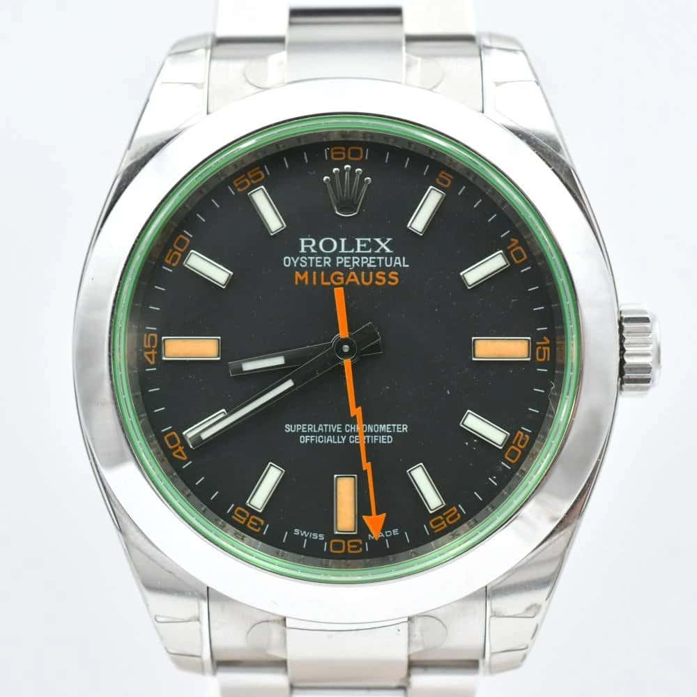 Rolex Black Stainless Steel Milgauss 116400GV Automatic Men's Wristwatch Black Very good - Back View