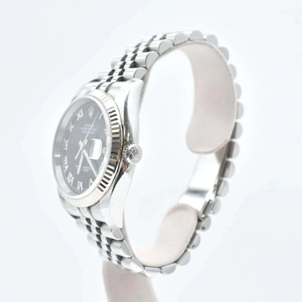 Rolex Datejust 116234 Black Dial Roman 18k White Gold & Stainless Steel Jubilee Bracelet Automatic Men's Watch Black Stainless steel Good - Inside View