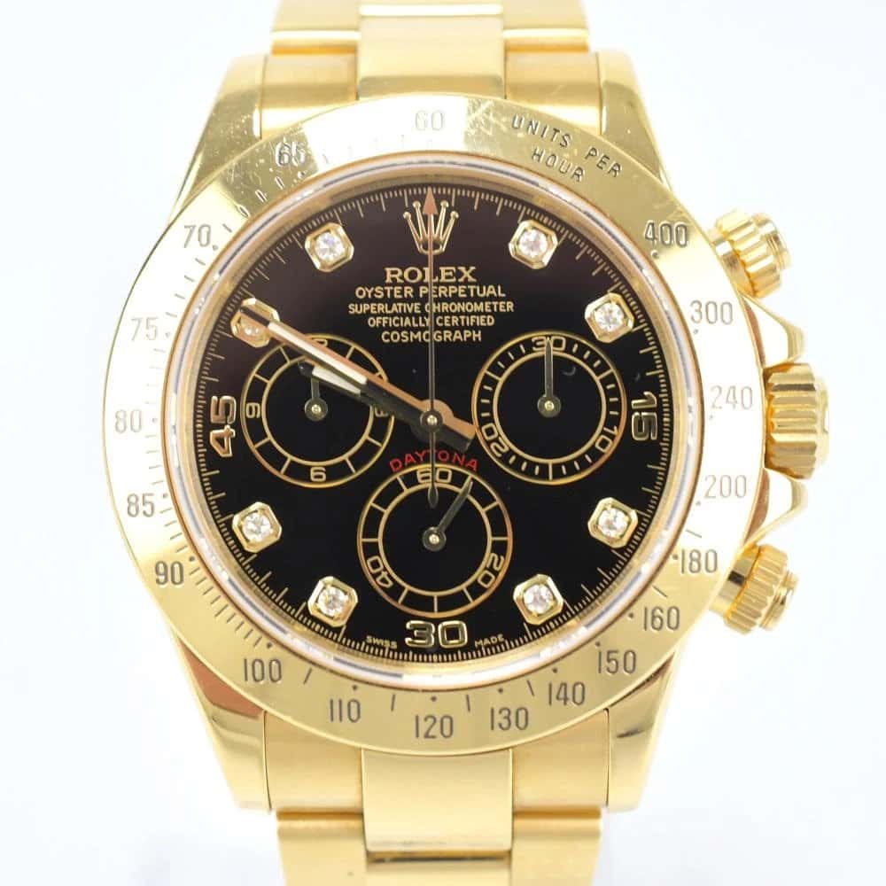 Rolex Daytona 116528G 18k Yellow Gold Black Diamond Dial Automatic Men's Watch Yellow Good - Back View